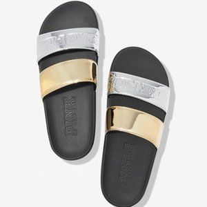 9-10 Victoria/'s Secret VS PINK Flip Flops Sandals LARGE Retro Rainbow Stripes